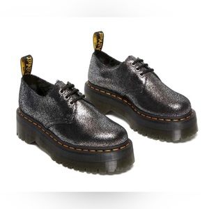 NEW🔥 DR.Martens 1461 FAUX FUR-LINED METALLIC LEATHER PLATFORM SHOES🔥